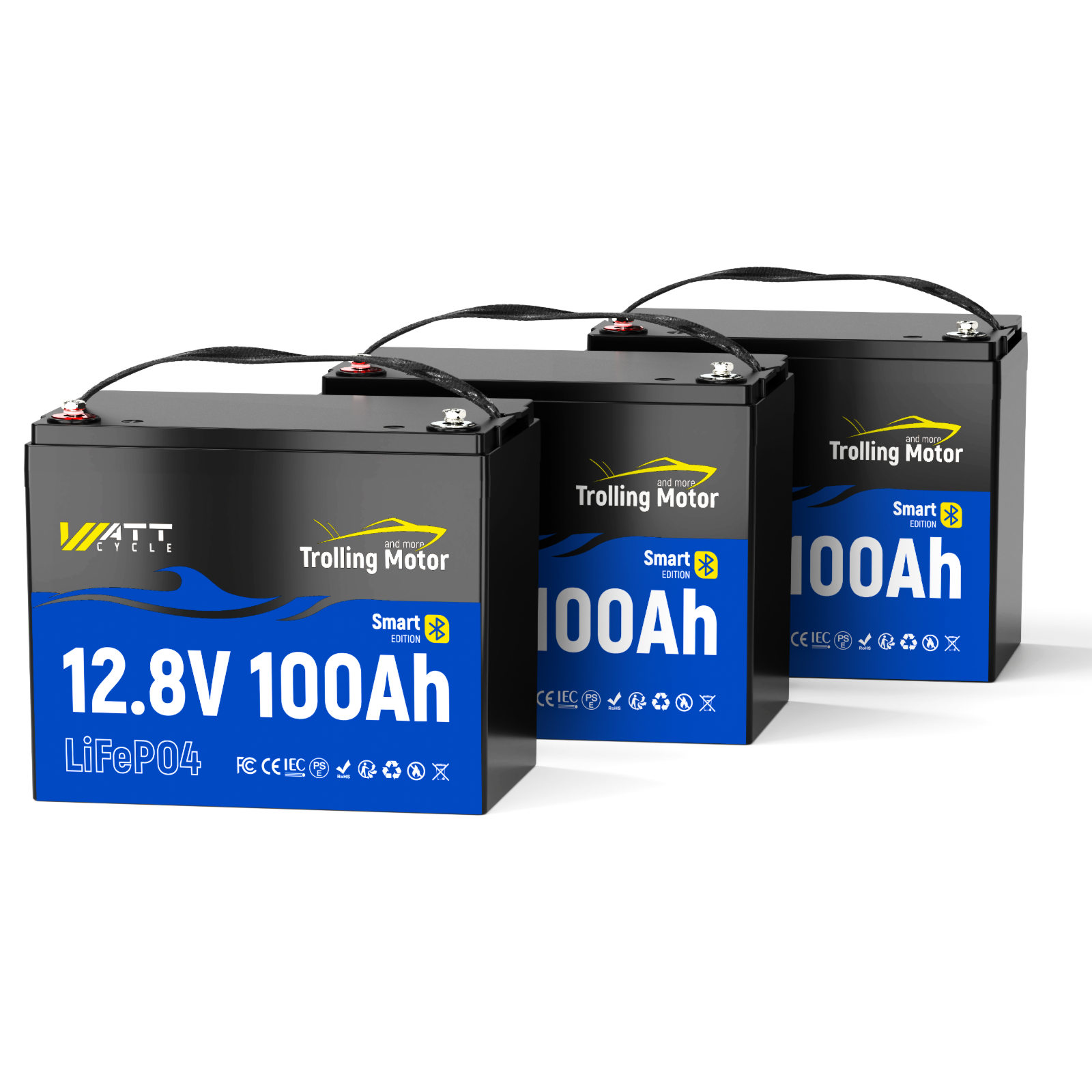 ⭐【ABA Sponsorship Battery】WattCycle 36V 100Ah LiFePO4 Battery with Bluetooth for Trolling Motors (3 PACK)