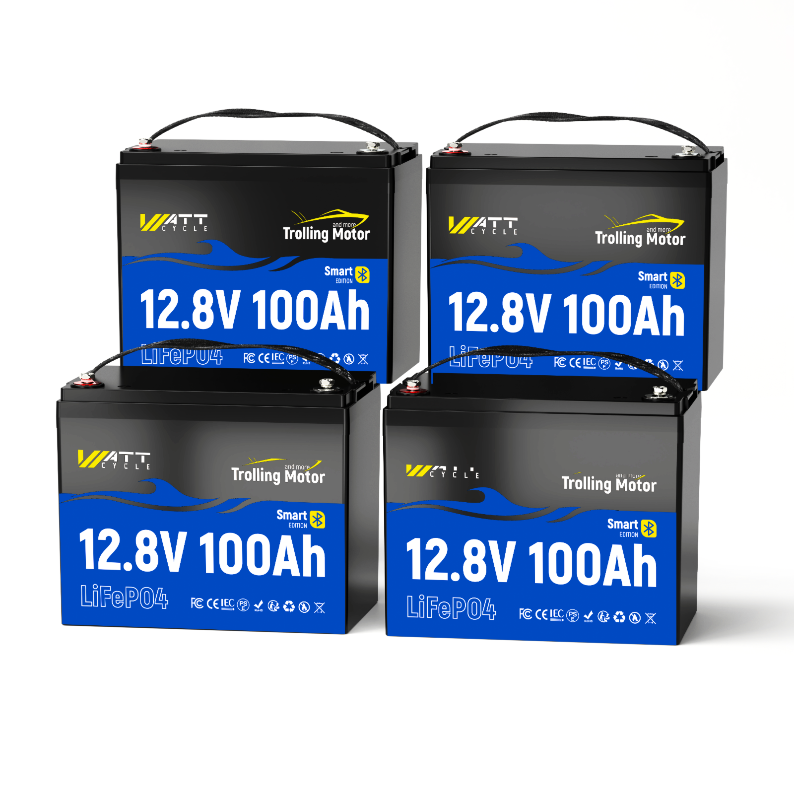 ⭐【ABA Sponsorship Battery】WattCycle 12V 100Ah Group 24 LiFePO4 Battery with Bluetooth for Trolling Motors