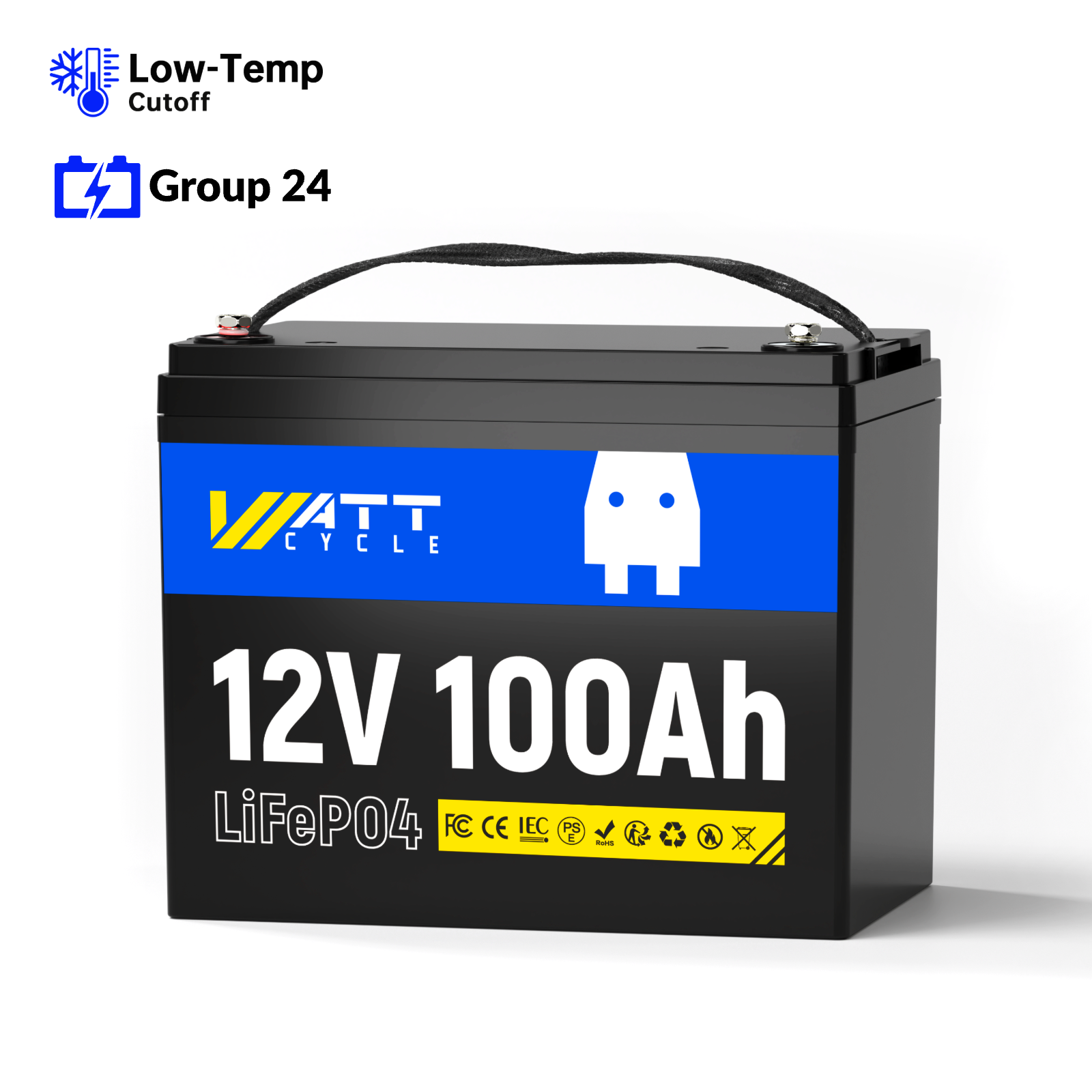 WattCycle 12V 100Ah LiFePO4 Battery (Group 24 / Group 31)