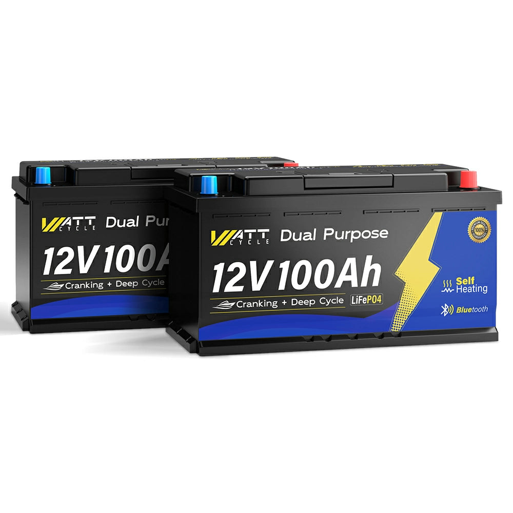 WattCycle 12V 100Ah LiFePO4 Battery with Bluetooth with Dual Purpose