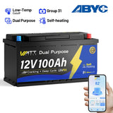 WattCycle 12V 100Ah LiFePO4 Battery with Bluetooth with Dual Purpose