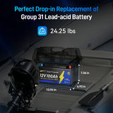 WattCycle 12V 100Ah LiFePO4 Battery with Bluetooth with Dual Purpose