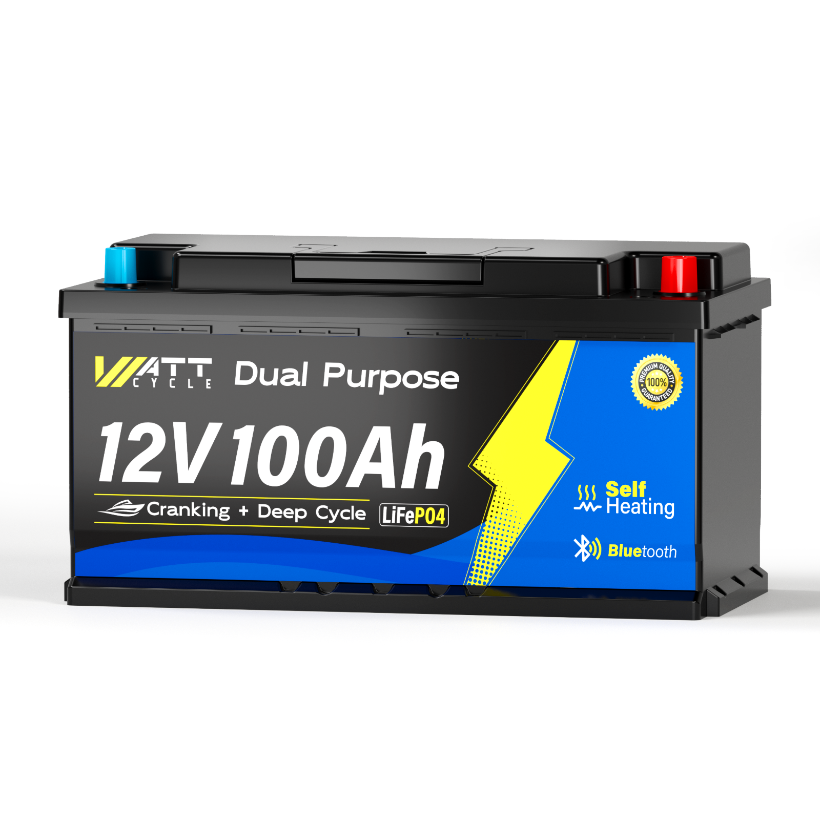 【Early Bird Price: $429.99】WattCycle 12V 100Ah 900CCA Marine Cranking Battery with Bluetooth