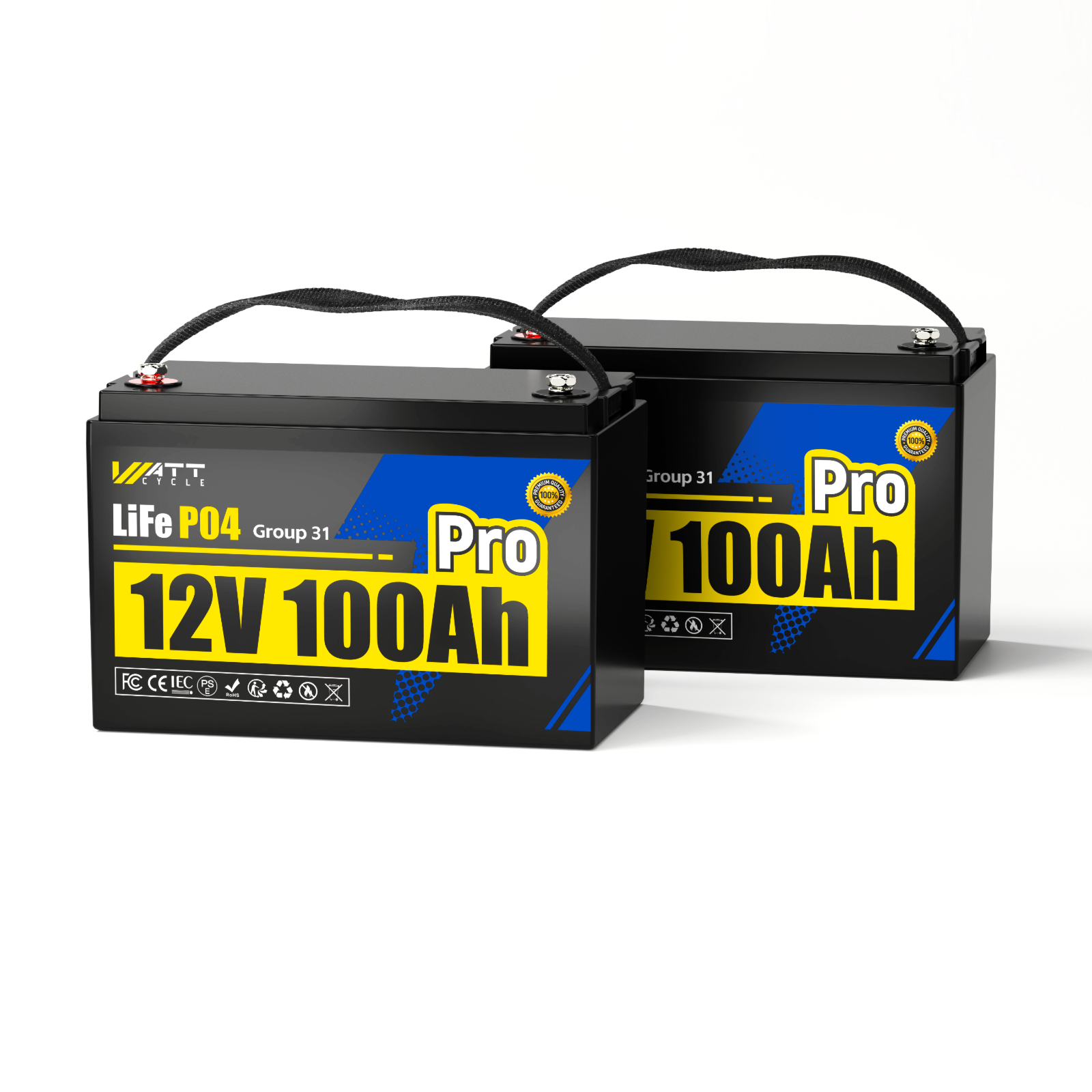 WattCycle 12V 100Ah LiFePO4 Battery (Group 24 / Group 31)