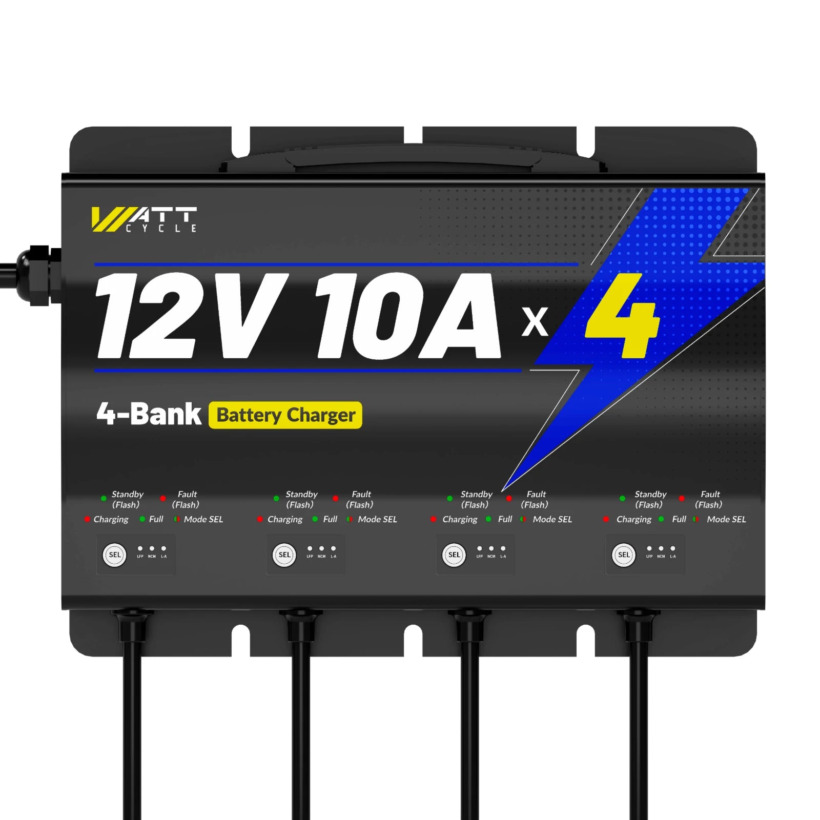 WattCycle 12V 10A 4 Bank Battery Charger