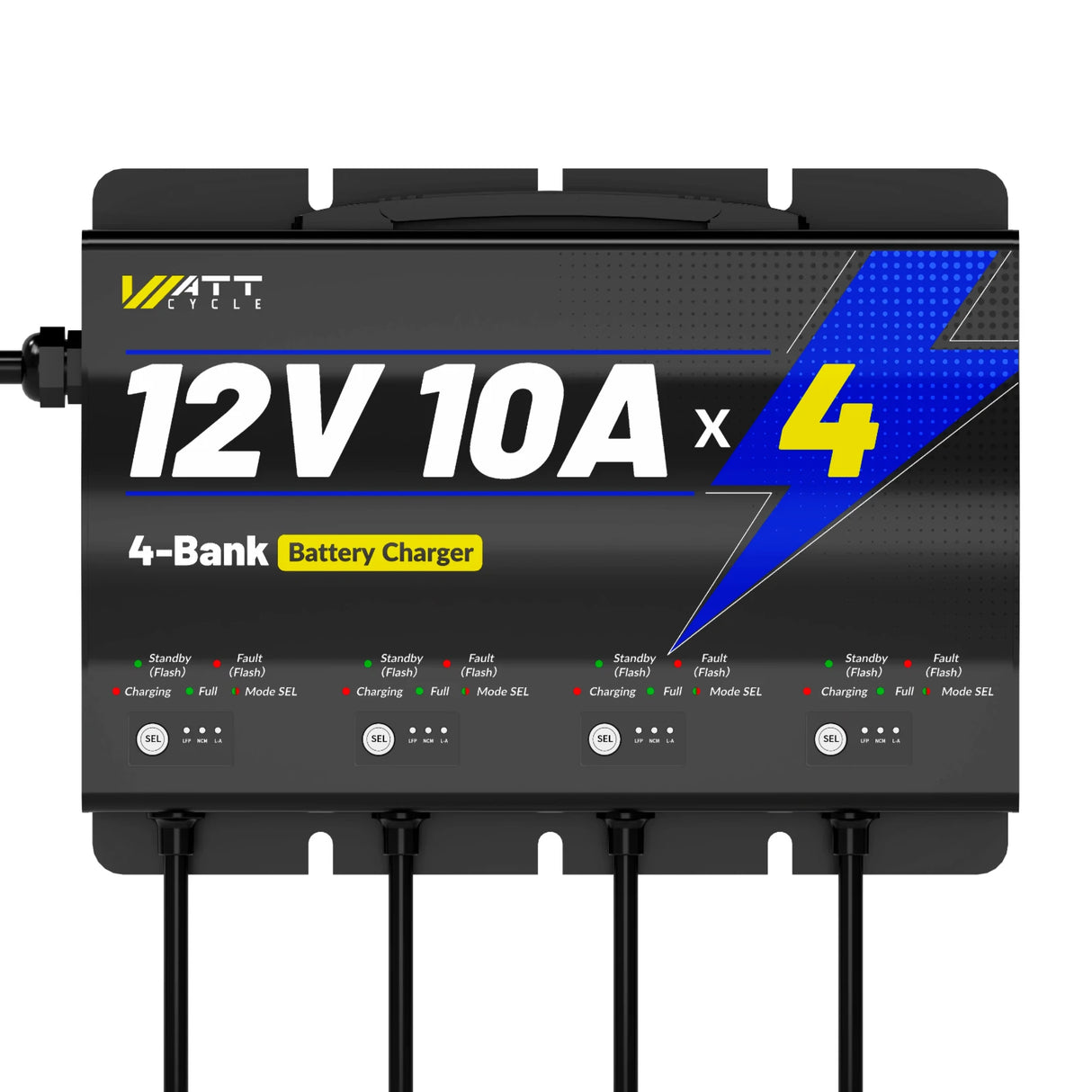 WattCycle 14.6V 10A 4 Bank Battery Charger