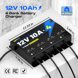 12V 10A 4 Bank Battery Charger