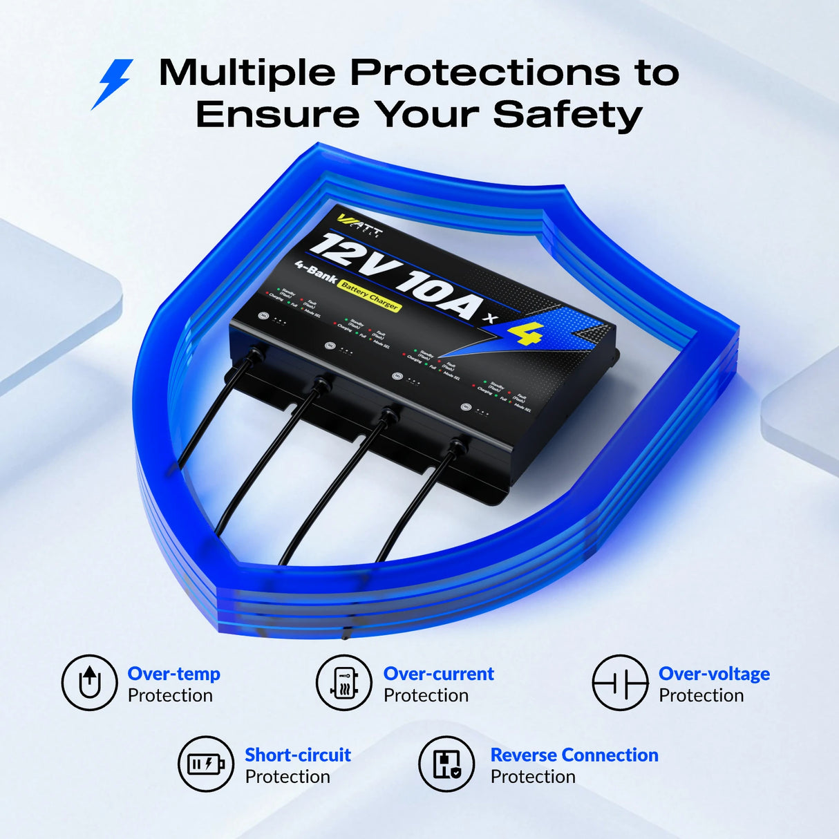 WattCycle 14.6V 10A 4 Bank Battery Charger