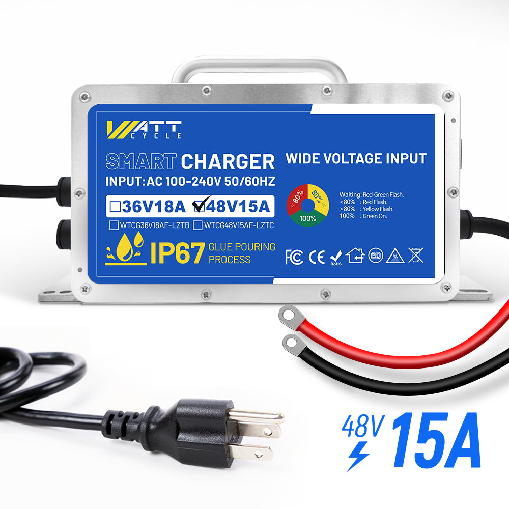 WattCycle 58.4V 15A Aluminum Shell LiFePO4 Battery Charger