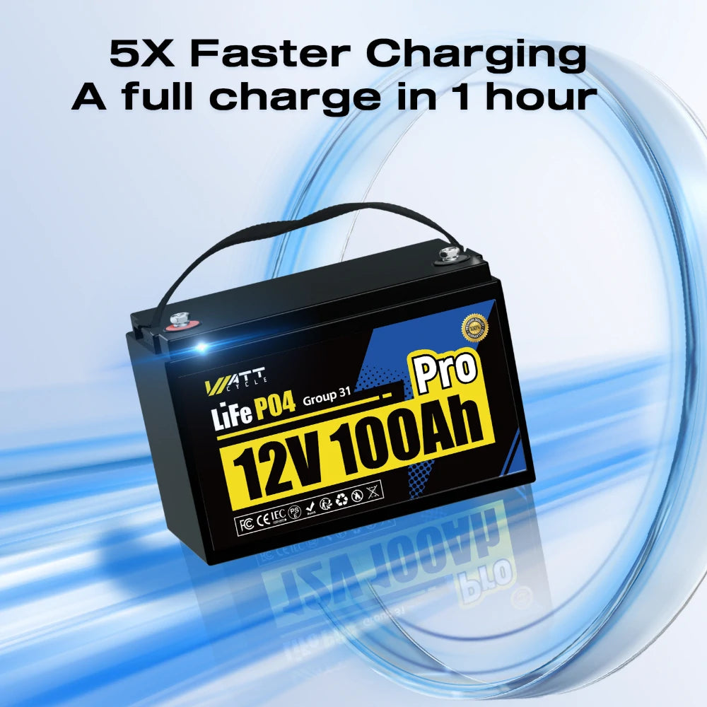 WattCycle 12V 100Ah Pro Group 31 LiFePO4 Battery