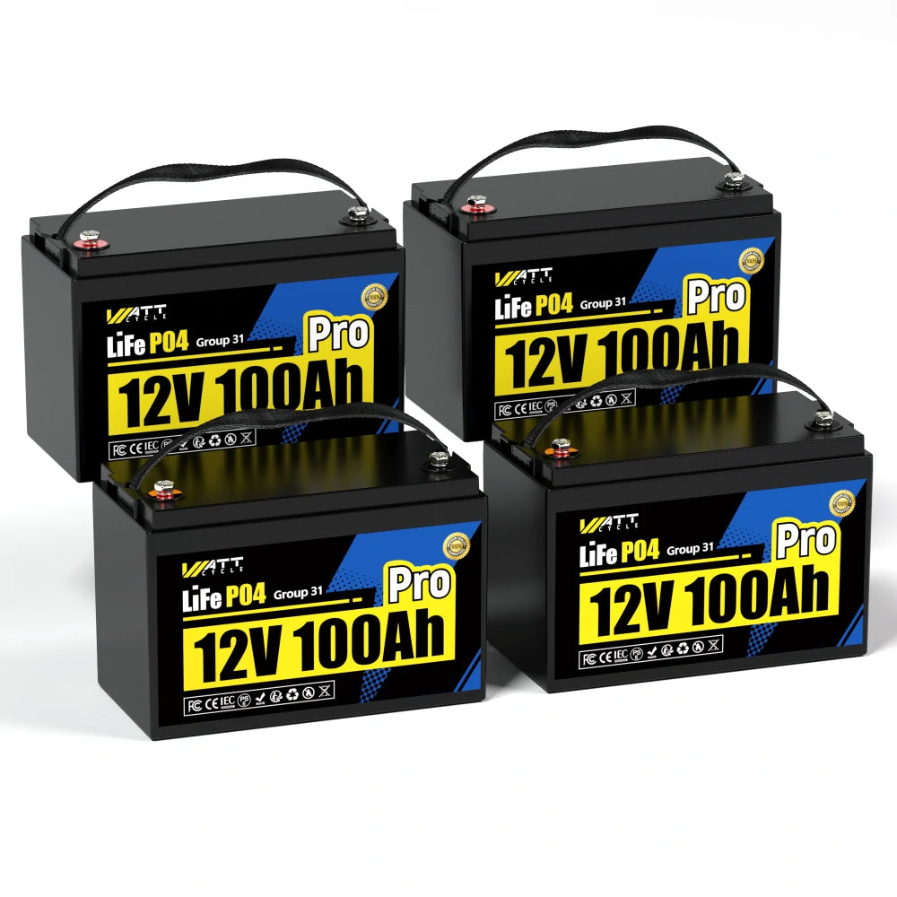 WattCycle 12V 100Ah Pro Group 31 LiFePO4 Battery (4 PACK)