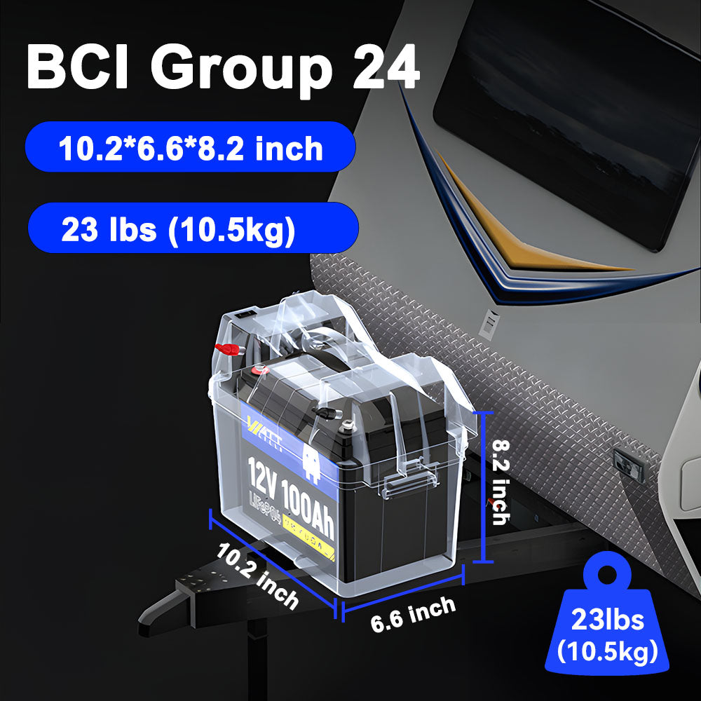 WattCycle 12V 100Ah LiFePO4 Battery (Group 24 / Group 31)