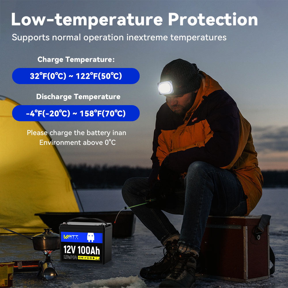 WattCycle 12V 100Ah LiFePO4 Battery (Group 24 / Group 31)