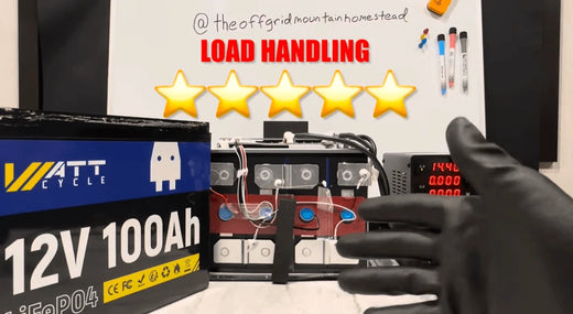 wattcycle-12v-100ah-LiFePO4-battery-off-grid-youtube-review-load-handling-5-stars