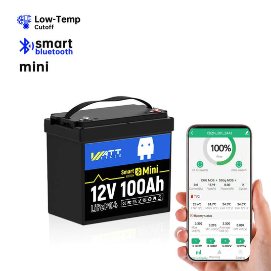 wattcycle_12v_100ah_mini_bluetooth_LiFePO4_battery