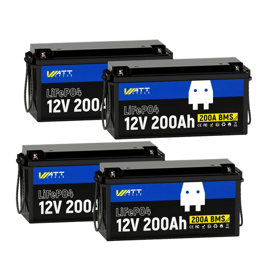 WattCycle 12V 200Ah LiFePO4 Battery (4 PACK)