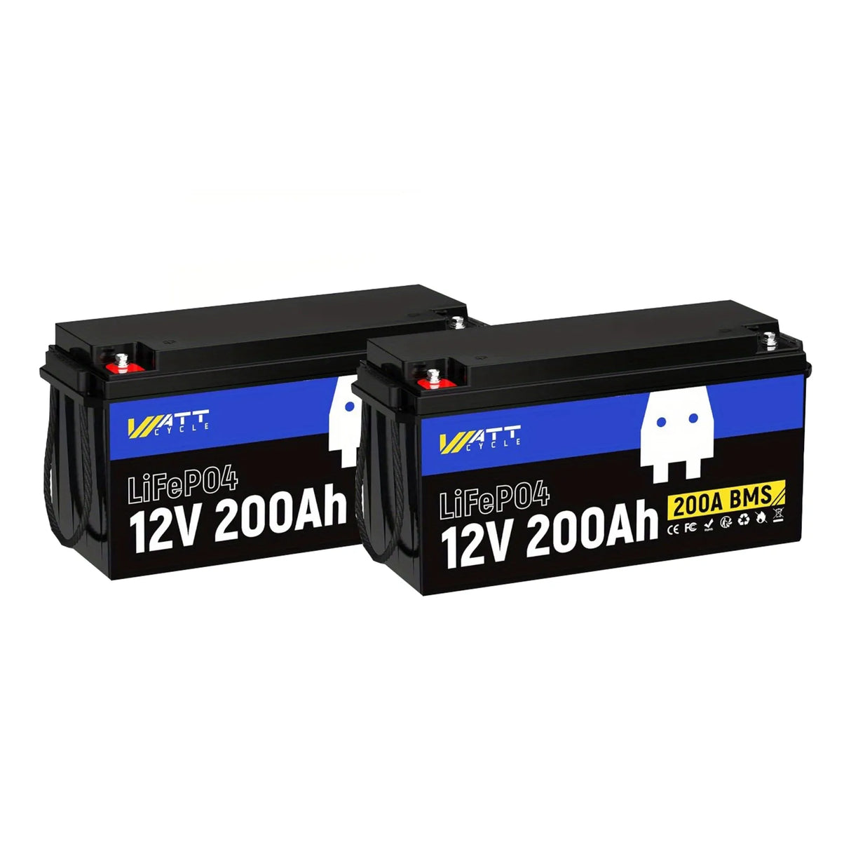 WattCycle 24V 200Ah LiFePO4 Battery Set - 2 Battery Set